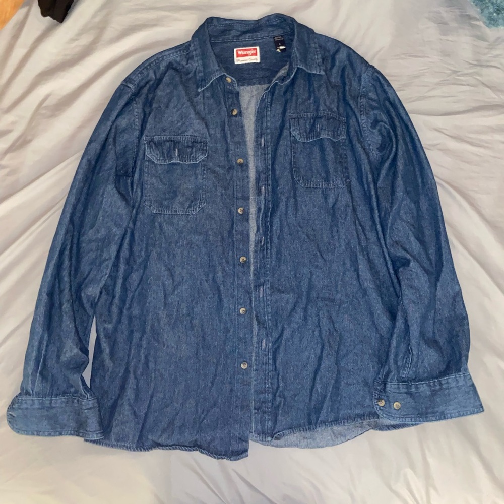 wrangler jean button up shirt